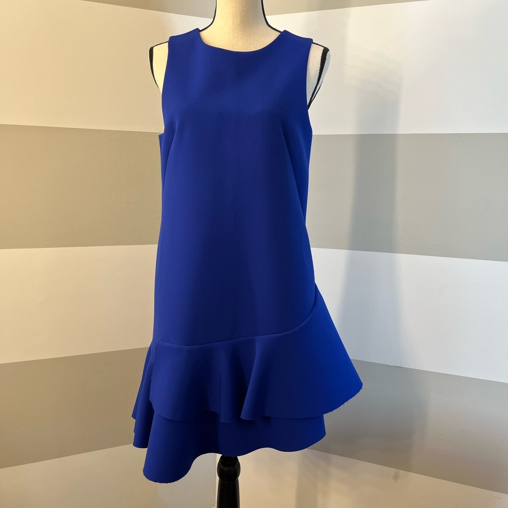 H&M Royal Blue scuba asymmetrical hem cocktail dress size 10 - Picture 2 of 13
